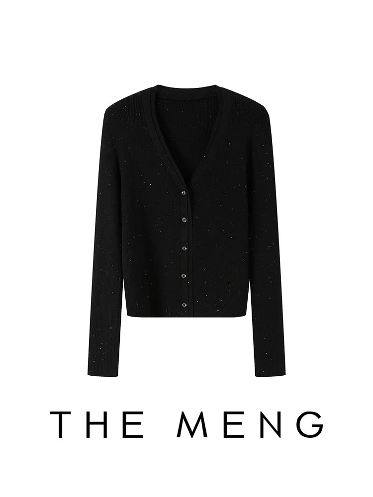 

the Meng Flashing 48pcs 100% Merino Wool Minimalist Glitter Knitted Open Cardigan Women's Fashion Commute Style Regular Fit L...