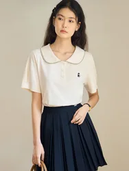 DUSHU Doll Collar Lovely Casual Commuting All-match T-shirt 2024 Summer New Design Simple Temperament Top 24DS82335