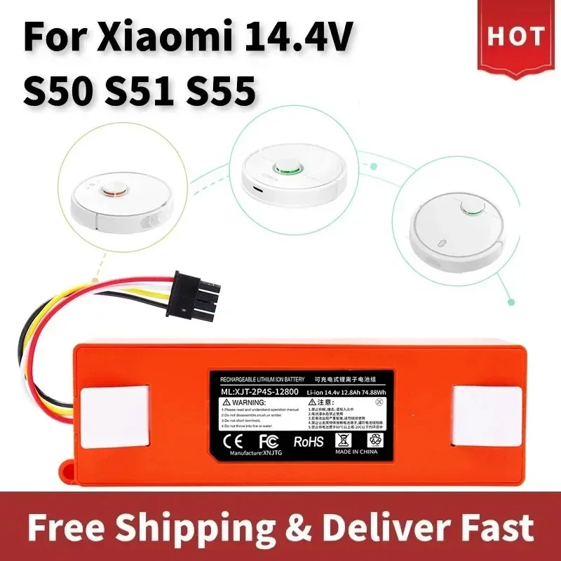 14.4V 12800mAh SC Batteries Vacuum Cleaner Battery Replacement for Xiaomi Roborock S51S50  S55 T60 E352-00 S502-00 C10  E35E20