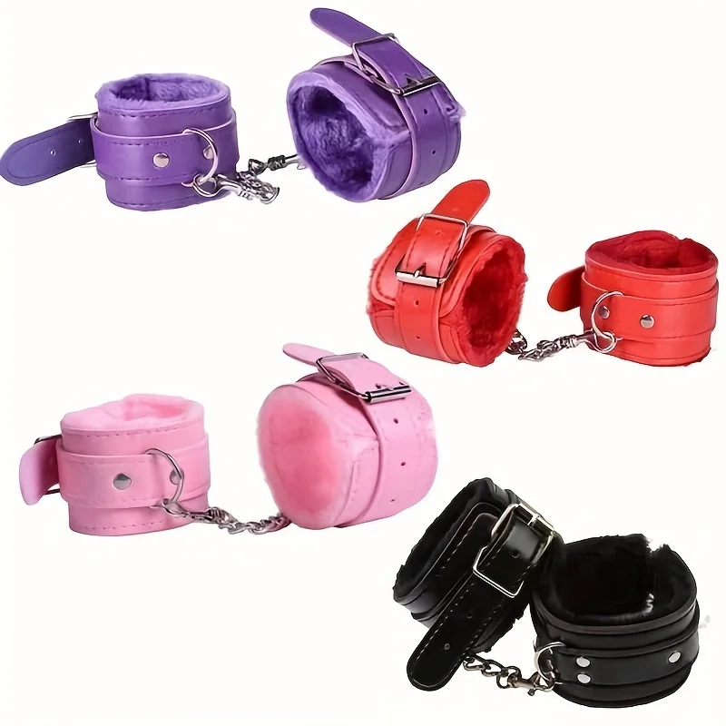 Explosive Sexy Leather Plush Shackles Foot Shackles With Chain, Multi-Color Optional