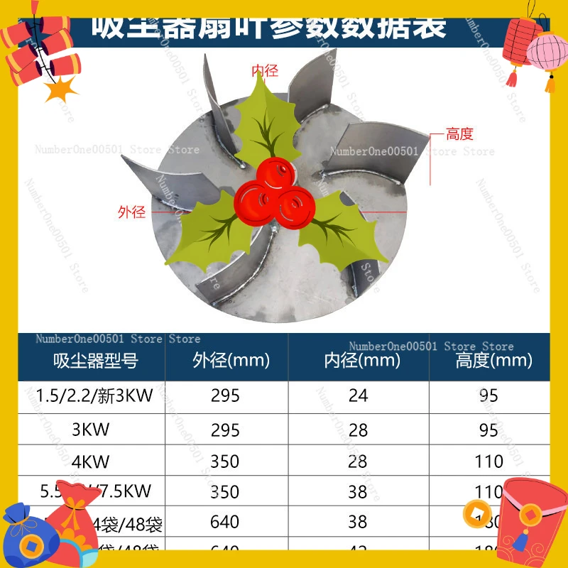 

Woodworking Bag Filter Impeller Dynamic Balance Fan Blade Industrial Dust Collector Centrifugal Fan Wheel Replacement Part