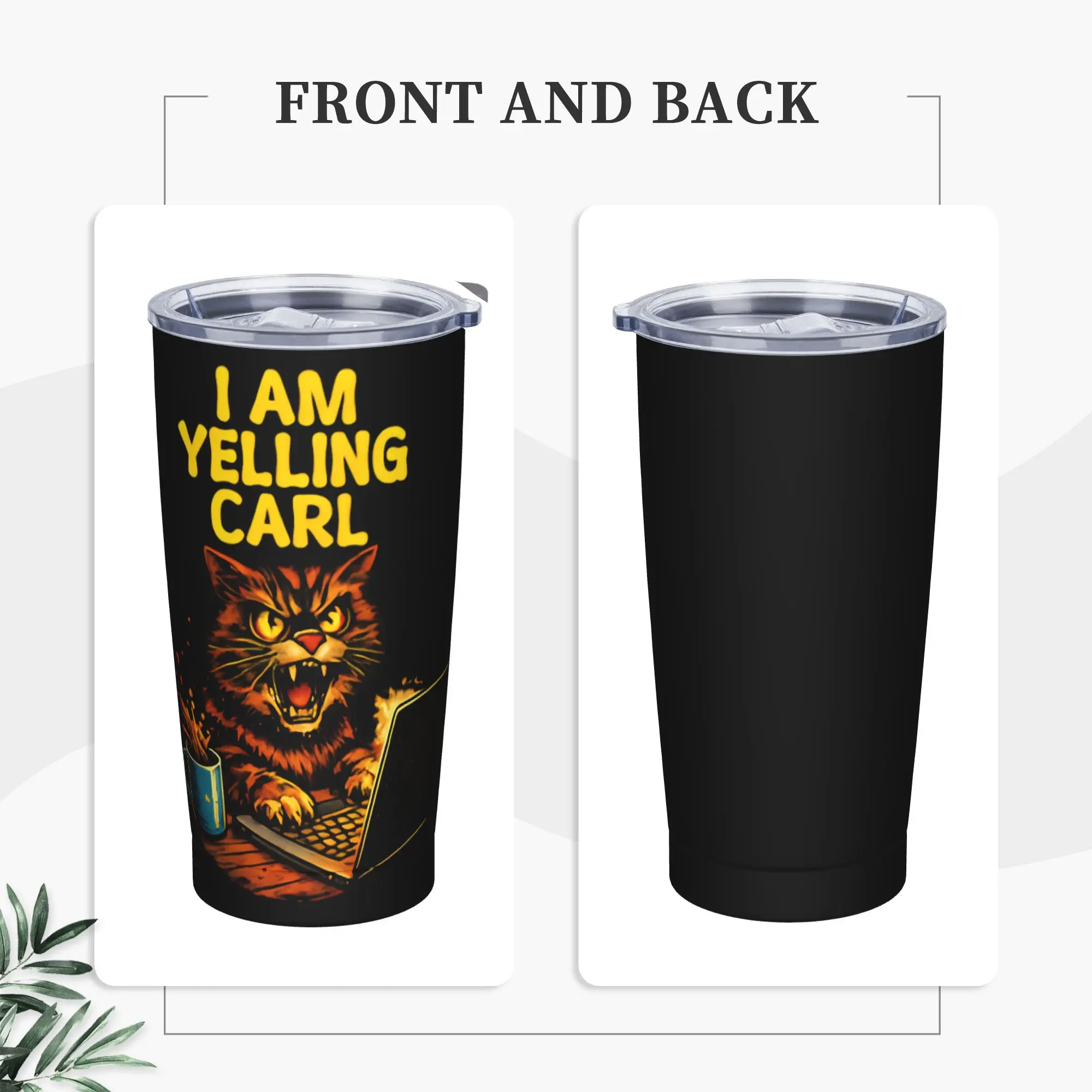 Stainless Steel Tumbler I Am Yelling Carl Donut Cat Meme Car Mugs With Straws Hot Drinks Water Bottle Keep Heat Coffee Mug