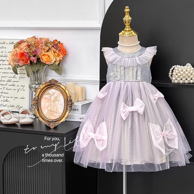 

Girls Dress 2025 New Foreign Style Children's Summer Mesh Skirt Little Girl Princess Dress Dance Performance Clothes