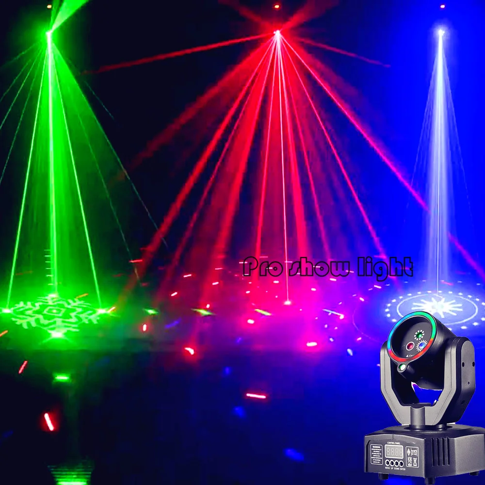 Mini Laser Moving Head Light DJ Disco Party Light RGB Remote Control Laser Light DMX 512 Control Moving Head Light Holiday Decor