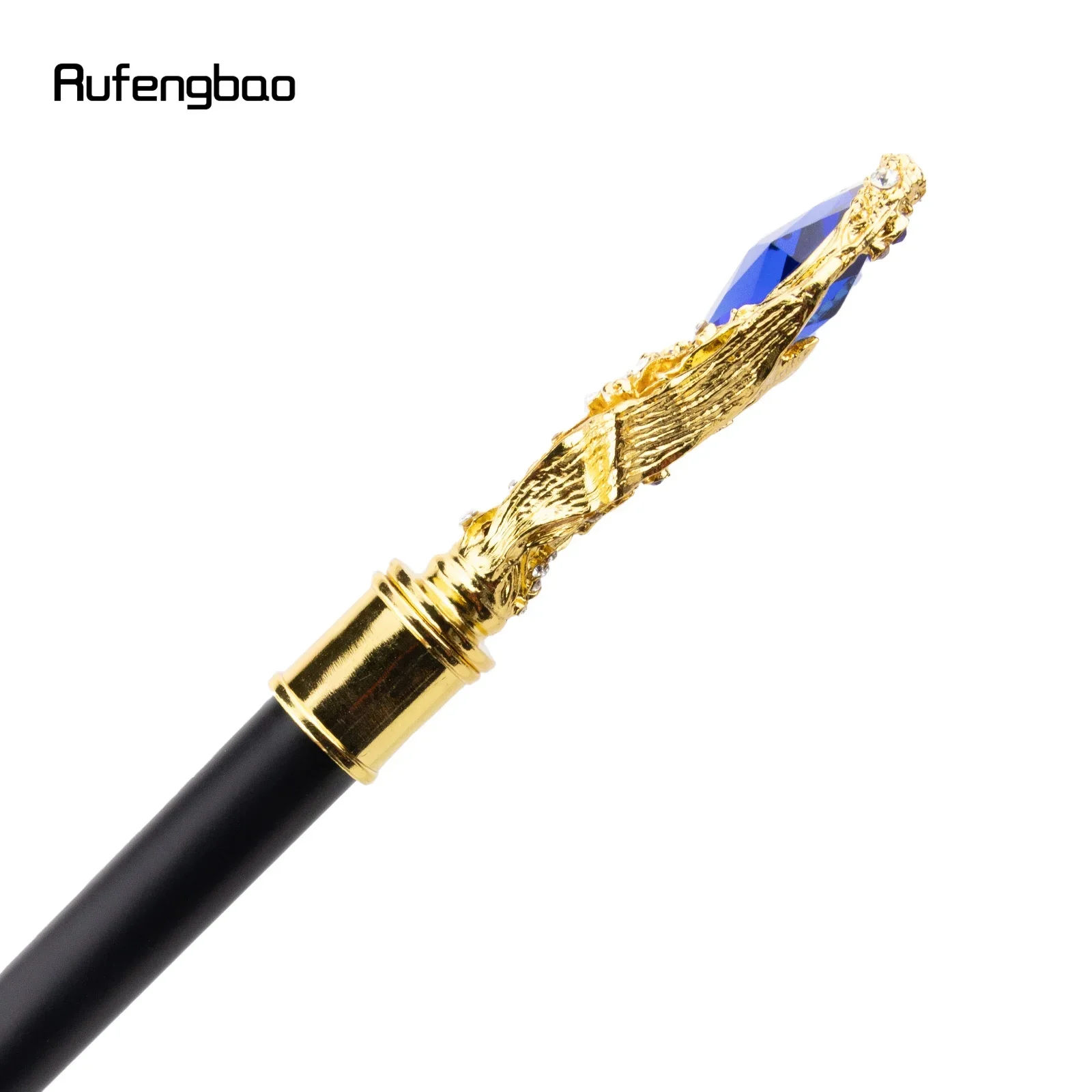 Blue Diamond Golden Walking Cane Fashion Decorative Walking Stick Gentleman Elegant Cosplay Cane Knob Crosier 95cm