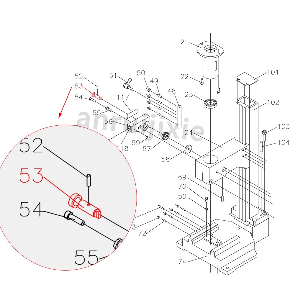 Shaft ,Z-Axis Fine Feed SIEG X1-053& SX1&JET JMD-1 Joint Shaft Mini Mill Spares