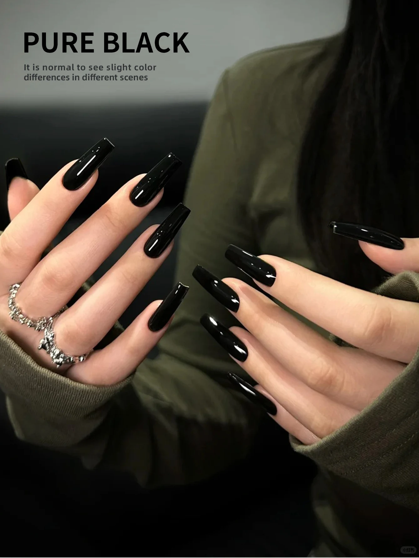 طلاء أظافر أسود بالأشعة فوق البنفسجية/LED سعة 15 مل، غير معطر، عالي اللمعان، عطر - مجاني. للمانيكير الفرنسي والصالونات DIY