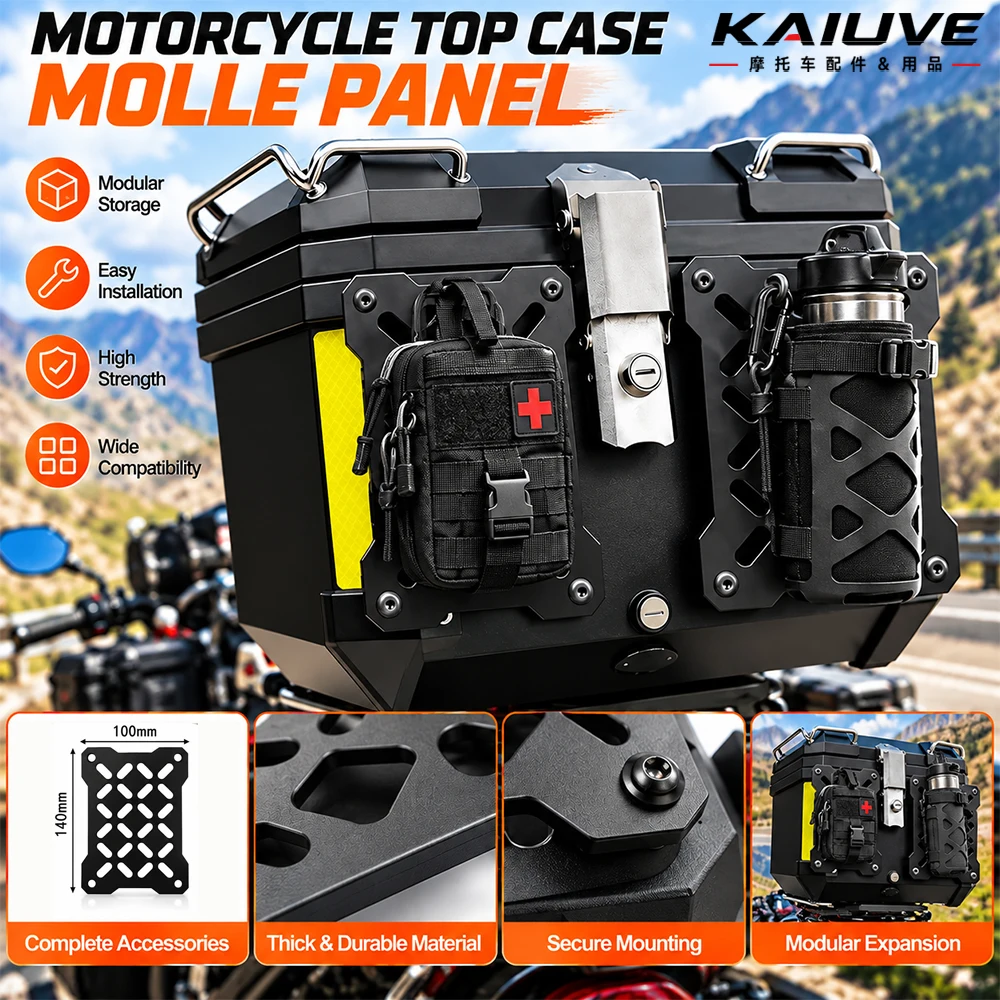 Universal Motorcycle Trunk MOLLE Panel Carbon Steel Moto Side Box Tactical Modular Expansion Plate With Screw Set