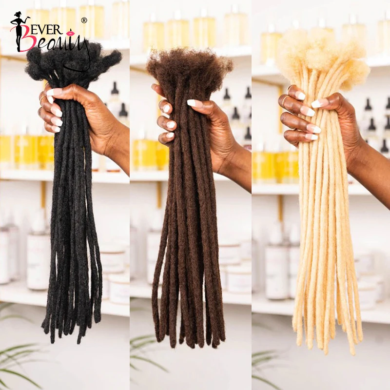 Sempre Beleza-Afro Kinky Curly Loc extensões de cabelo, Cabelo Humano Trança, Dread Locs, Natural Crochet Tranças, mongol em massa