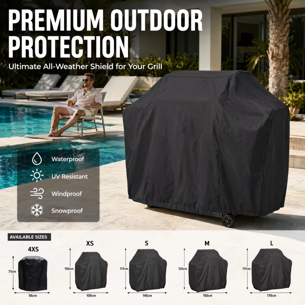 8 Size Heavy Duty BBQ Cover Waterproof Anti-Dust UV Resistant for Weber Charbroil Outdoor Grill Protective Cover