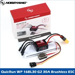 HOBBYWING QuicRun WP 16BL30 G2 30A Waterproof Brushless Sensorless ESC T/XT60/Tamiya for 1/16 1/18 RC Car Buggy Truck Monster