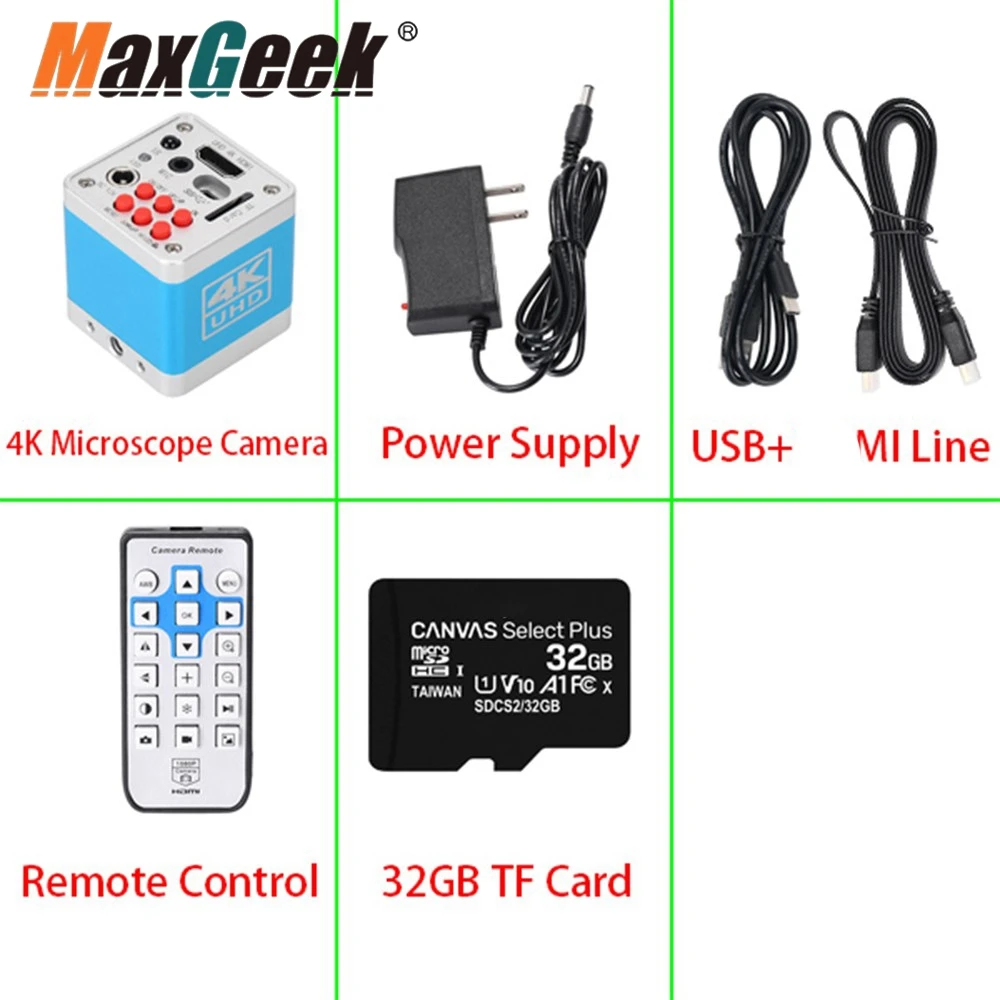 Imagem -06 - Câmera Microscópio Maxgeek Hayear 4k Uhd Compatível com Hdmi Usb Cartão de 32g tf Hy6110