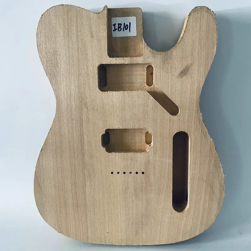 IB101 Unfinished Tele Electric Guitar Body in Solid Basswood Custom TL Guitar 2 Humbucker Pickups See Through No Paints