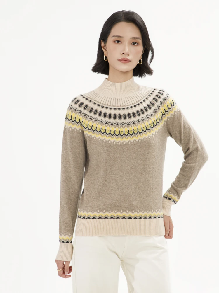 100% แคชเมียร์ฤดูใบไม้ร่วงฤดูหนาว high-end เสื้อกันหนาวแคชเมียร์แขนยาวคอนุ่มสบายๆเสื้อถักหญิง