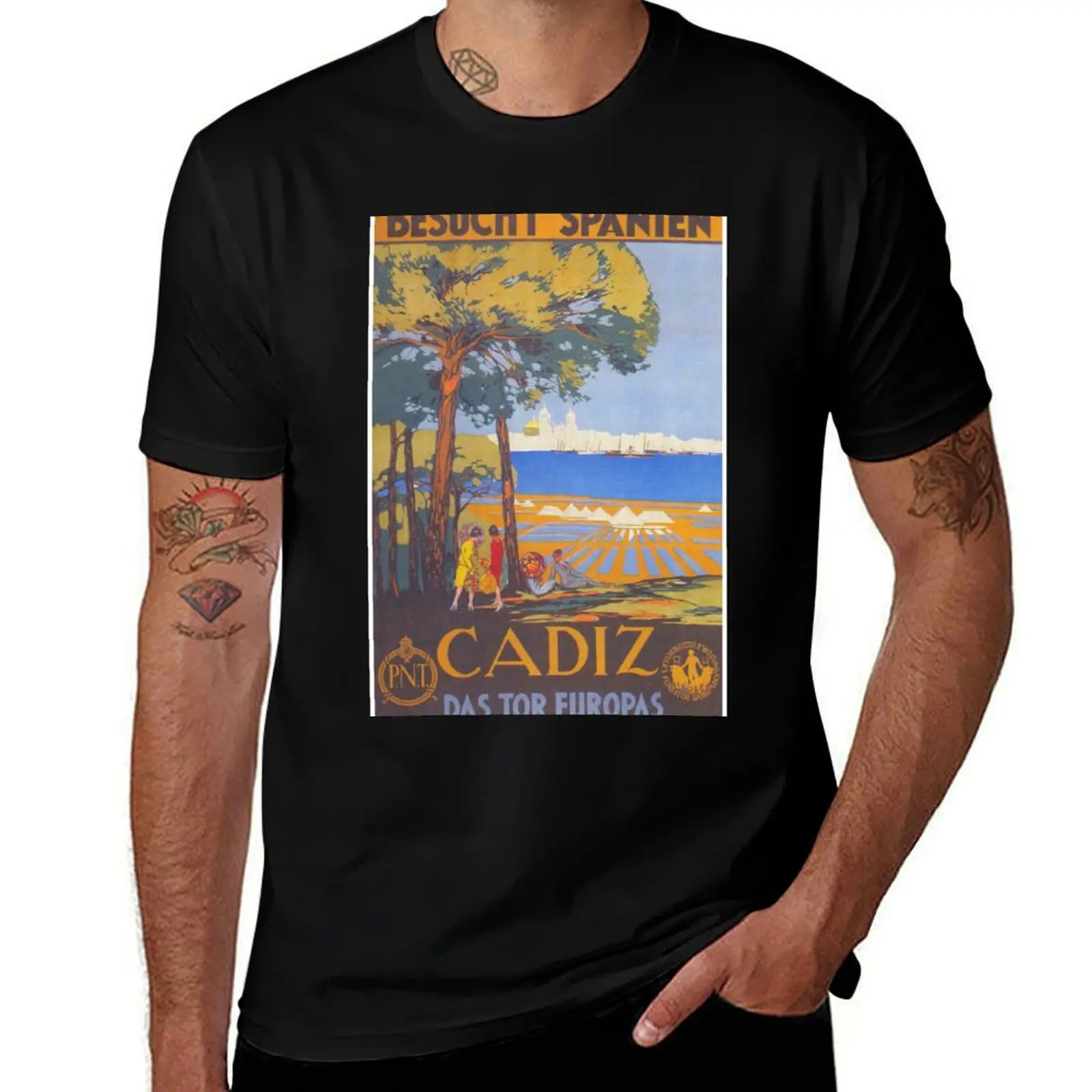 

Cadiz Spain Vintage Travel Poster T-Shirt summer shirt plain summer 2025 oversize t-shirts man mens designer t shirt