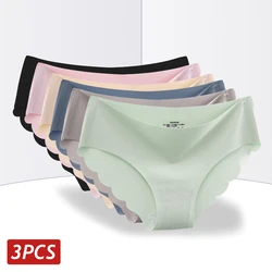 3PCS/Set Ice Silk Seamless Panties Sexy Briefs For Women Comfortable Girl Underwear Female Wave Side Underpants Sexy Lingerie