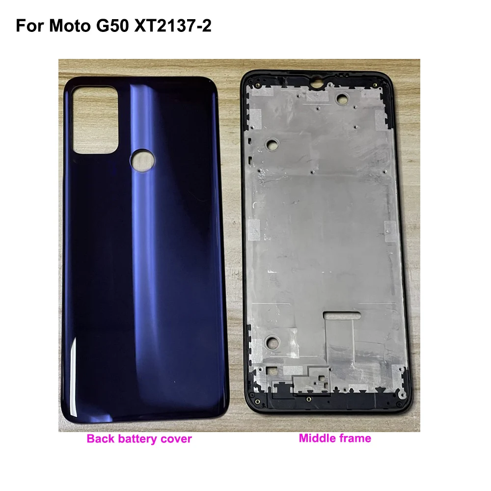 Tested For Moto G50 XT2137-2 Housing Rear Door battery back cover outside shell For Moto G 50 LCD Holder Screen Front Frame