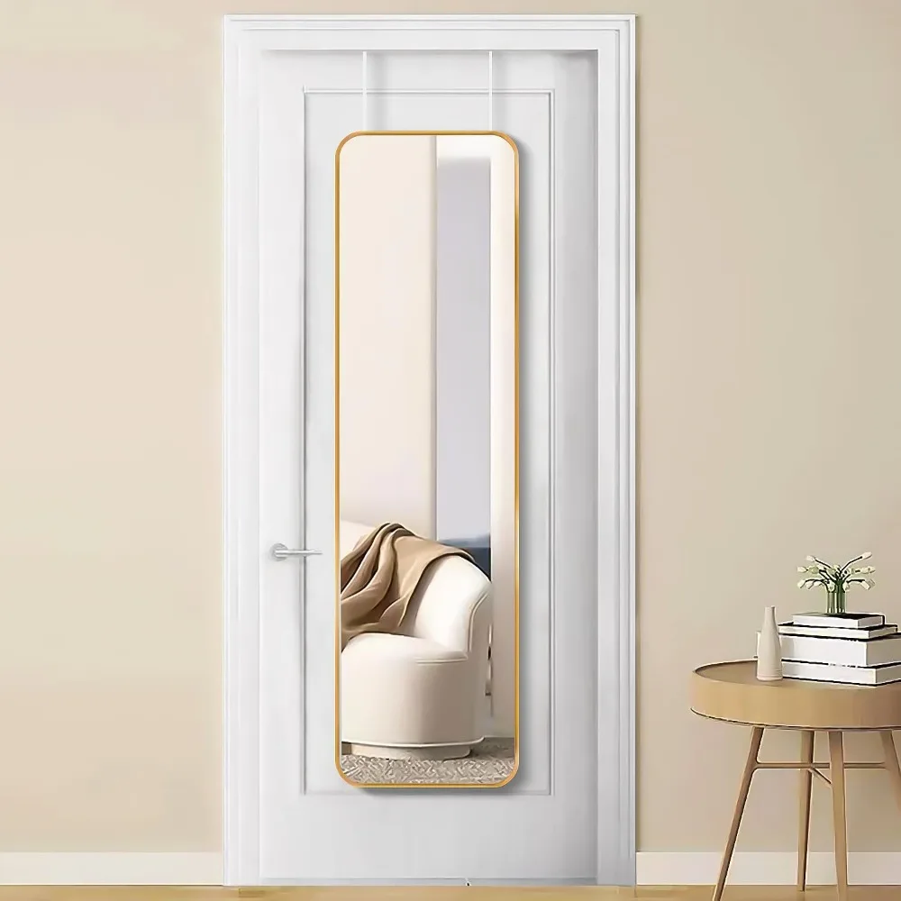 

47x14 Mirror Rectangle Full Body Length Door Hanging Wall Mounted Aluminum Alloy Metal Frame Dressing Living Room47 14 inch Gold