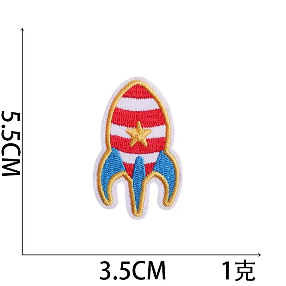 Embroidered Patch Iron On Patches for Clothing Pocket Rocket Clothes Stickers Fabric Sewing Thermal Adhesive Applique Fusible