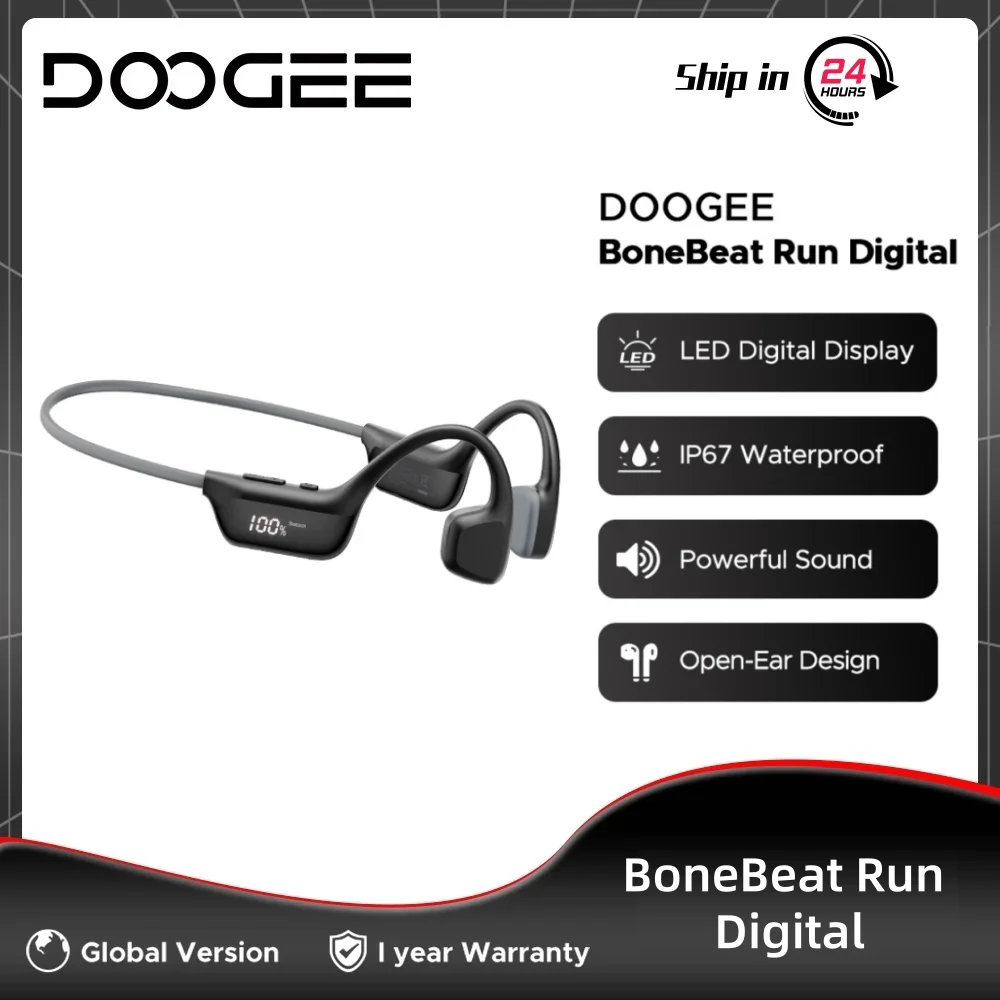 DOOGEE BoneBeat Run Digital Bone Conduction Earphone Bluetooth 6.0 Waterproof