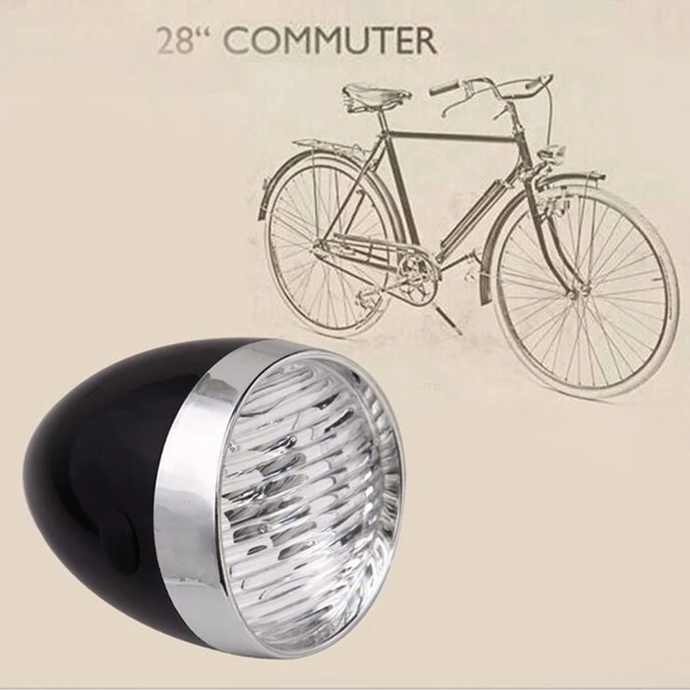 Night Light LED Headlight Bicycle Front Light Metal Body Unique Vintage With Shelf 160° Viewing Angle Protection Safety