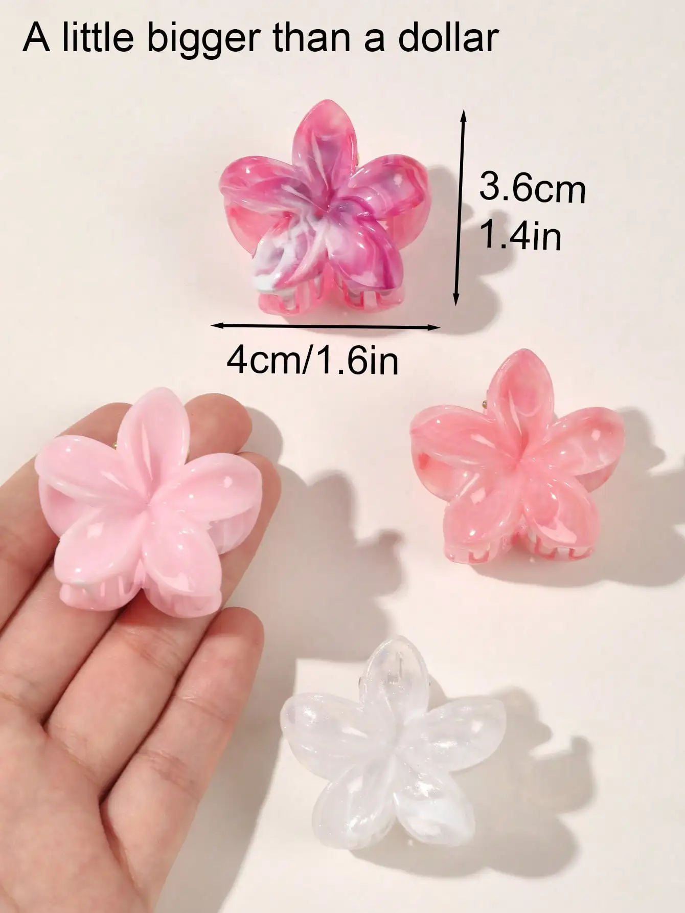 4 Stück mehrfarbige Blumen-Haarklammern für Frauen und Mädchen, rutschfest, niedlich, modisch, Haarschmuck, kleine Haarnadel, Krabben-Haarspange-Stil – Detail 22