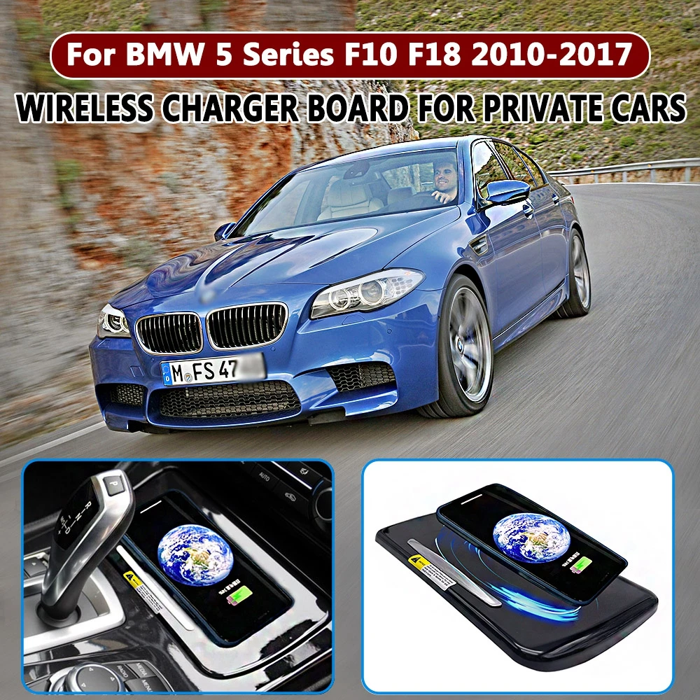 

For BMW 5 Series F10 F18 Wireless Charger Mat Car Induction Charger QI Onboard Charging Pad Smartphone 15W QC Car Accessories