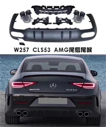 Rear diffuser for W257 CLS300 CLS350 CLS450 facelift to CLS53 rear diffuser with tips 2019~2022 year