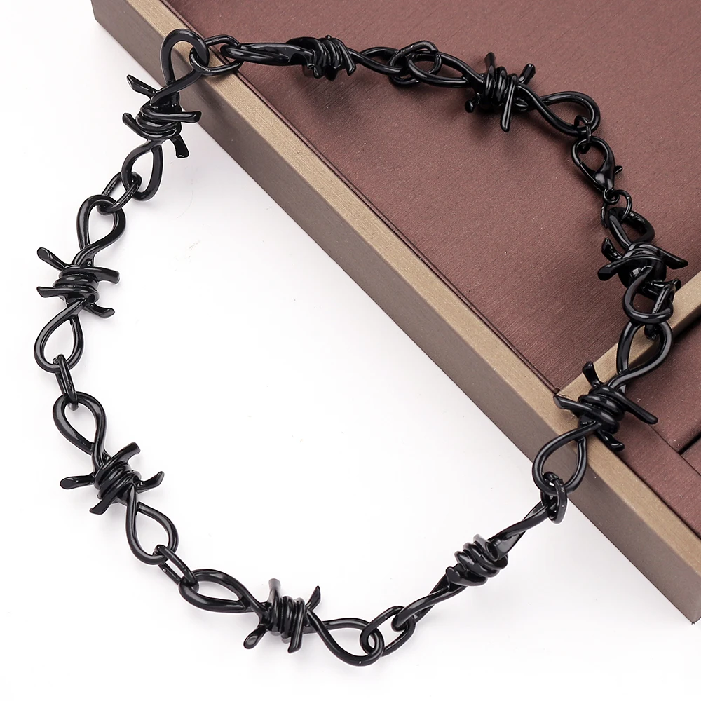 Black Hip-hop Gothic Punk Style Unisex Necklace Women Barbed Thorns Chain Choker Gifts