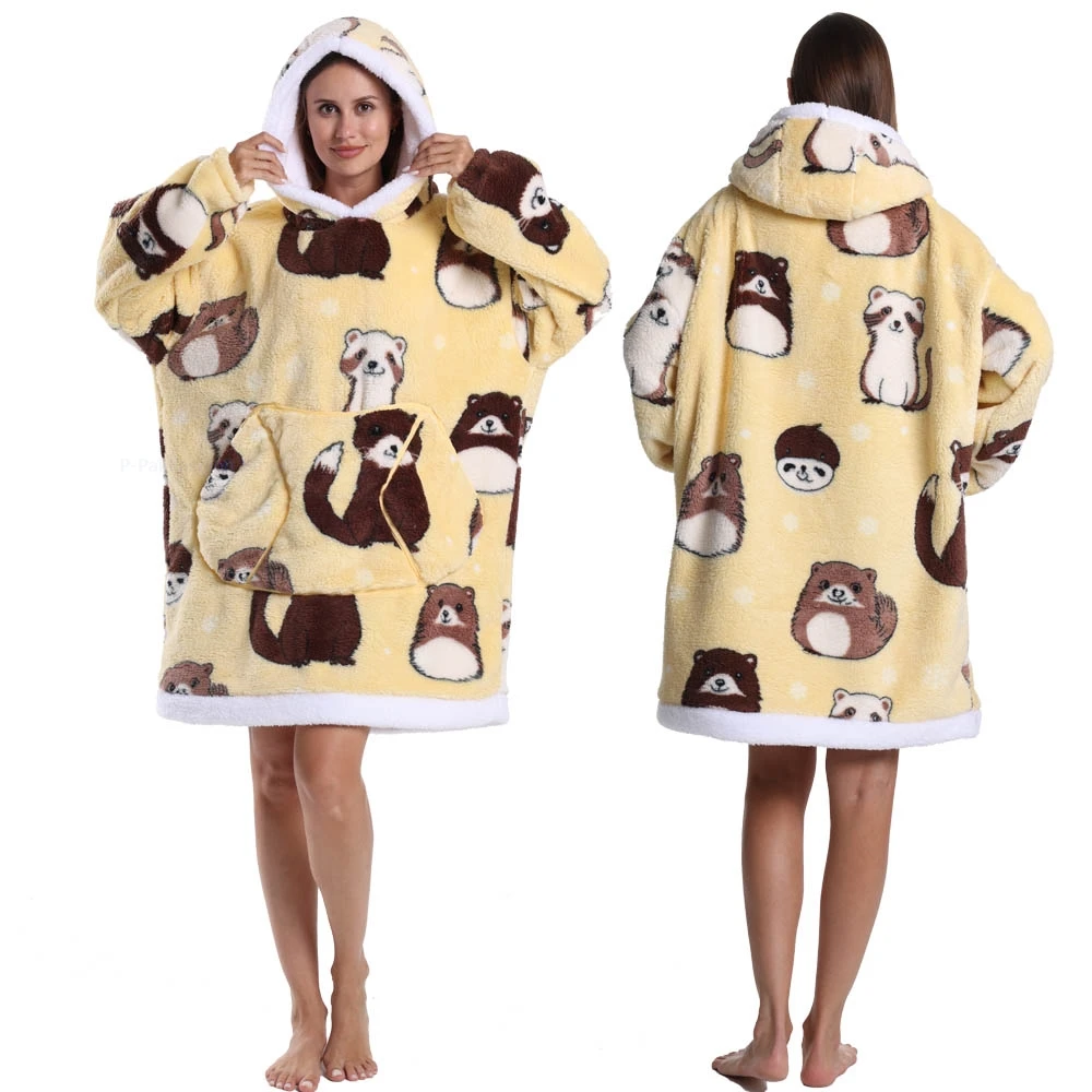 السيدات رجل كبير الأبعاد الحيوان تصميم هالوين دور اللعب مقنعين البلوز الدافئة لينة عيد الميلاد الشتاء التلفزيون بطانية #2