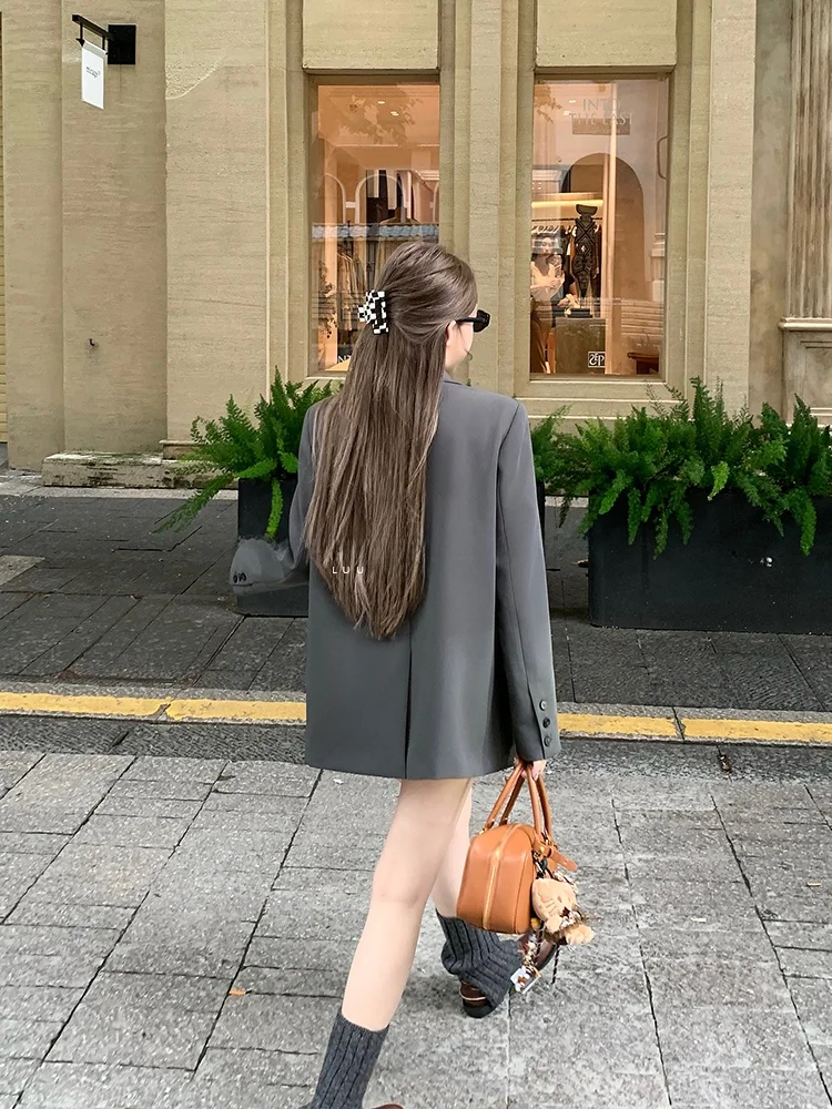 Giacca Casual Monopetto da Donna: Design Sensuale, Vestibilità Ampia, Sensazione di Lusso, Ideale per il Pendolarismo, Maniche Lunghe, Tinta Unita