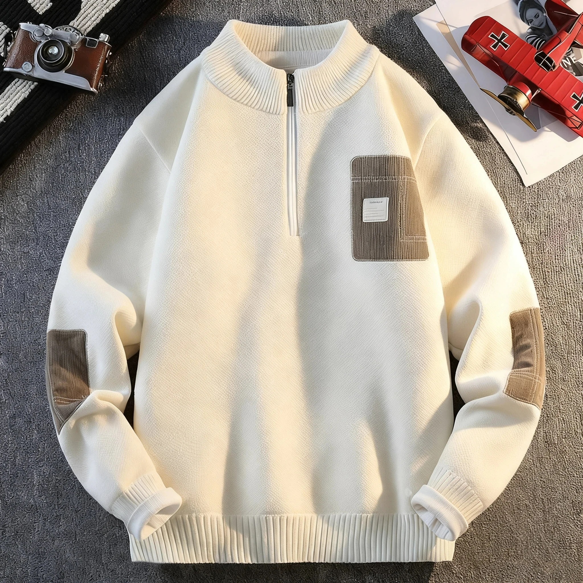 

Мужской свитер на молнии с воротником-молнией, осень 2022, новый стиль, вязаный пуловер с воротником-стойкой, повседневный топ с длинными рукавами, мужской свитер на молнии с воротником