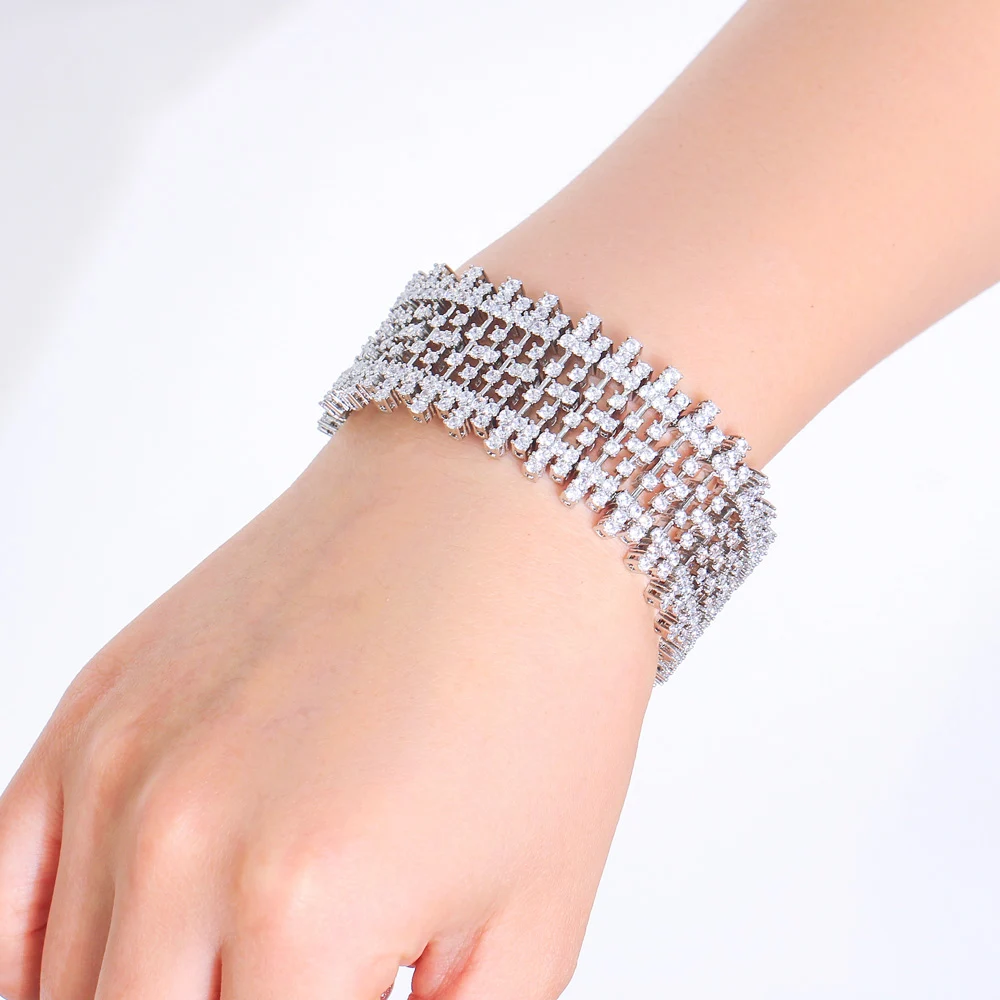 CWWZircons Hochwertiges Echtes 5A Top Afrikanisches Dubai CZ Stein Damen Großes Armband für Bräute Hochzeitsfeier Großhandel S0229 – Detail 7