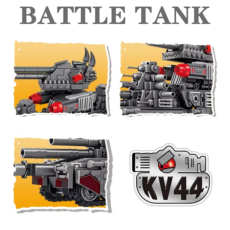Tank World-Juego de bloques de construcción en miniatura de dibujos animados, KV44, Carl Monster Tank y Ultimate Leviathan, vehículo blindado militar, ladrillo de guerra