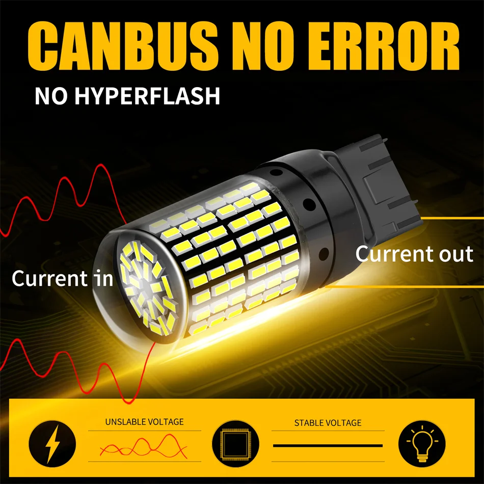 KAFOLEE 2 pz T20 W21W 7440 luci a Led No Hyper Flash anteriore posteriore auto indicatore di direzione lampadina Canbus Error Free 3014 Chipset