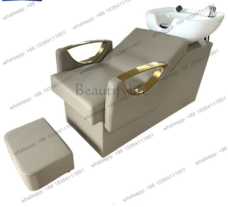 Factory Direct Sales Hair Salon Special Hair Salon Ceramic Basin Half Reclining Flush Bed Tide Japanese Style