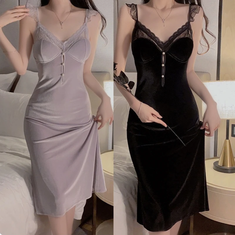 

Женская кружевная пижама, велюровая ночная рубашка, платье, сексуальная ночная рубашка на подтяжках, домашняя одежда, одежда для сна, халат, нижнее белье