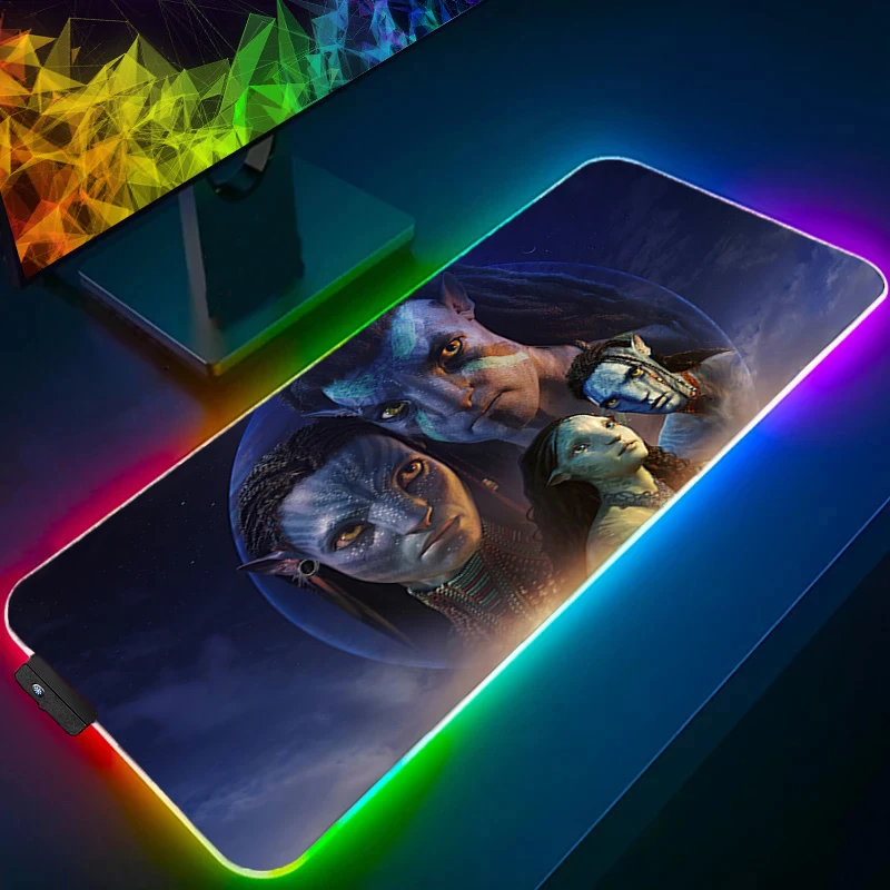 แผ่นรองเมาส์ RGB Avatar Professional Office สำหรับแล็ปท็อป นักเล่นเกมอีสปอร์ต ความเร็วสูง สำหรับพีซี แผ่นรองคีย์บอร์ดยาง ไฟแบ็คไลท์ LED แผ่นรองเมาส์สำหรับโต๊ะทำงาน