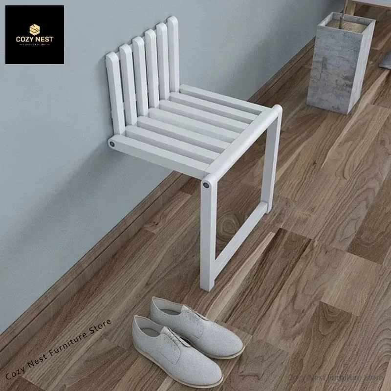 Folding Footstool Wall-Mounted Wall Folding Porch Chair Door Shoe Cabinet Hidden La sedia del bagno Bathroom furniture