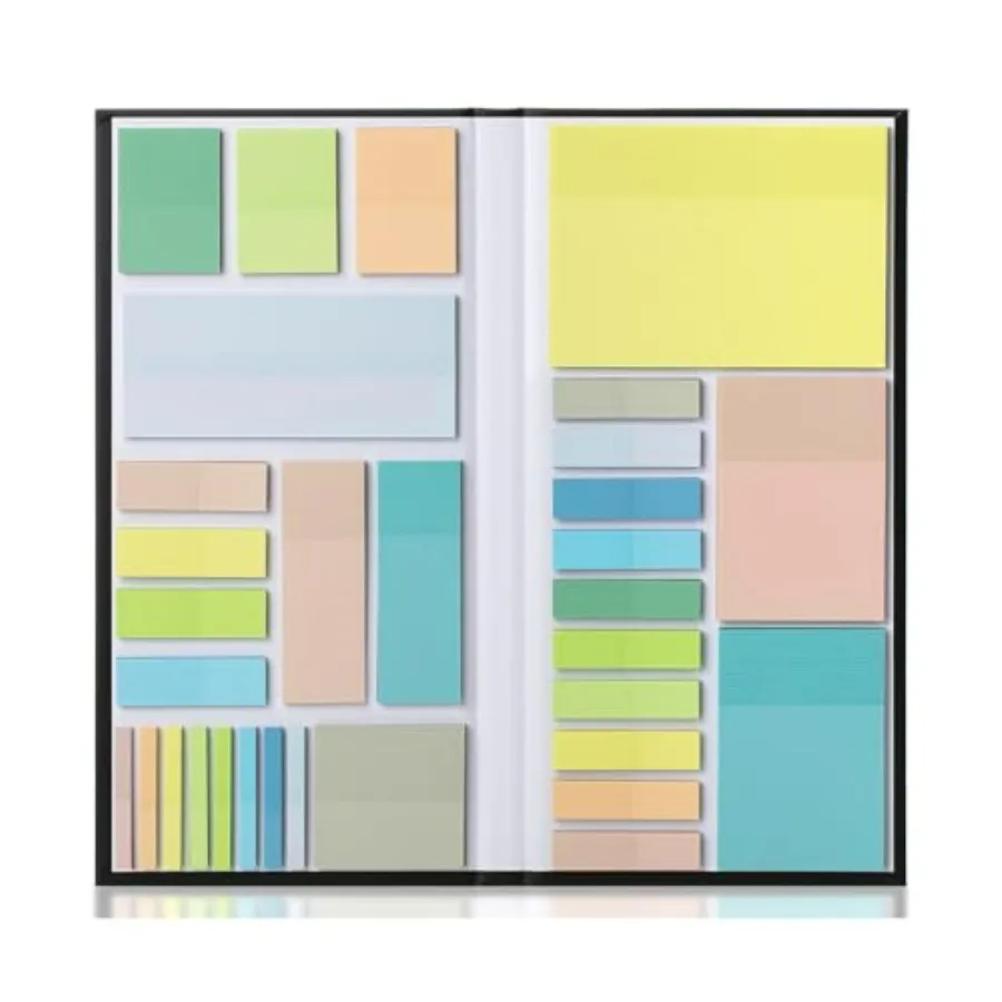 Transparent Sticky Note Set with 1650 Sheets in Pastel Colors Featuring Tabs and Dividers for Organization and Planning Ideal f