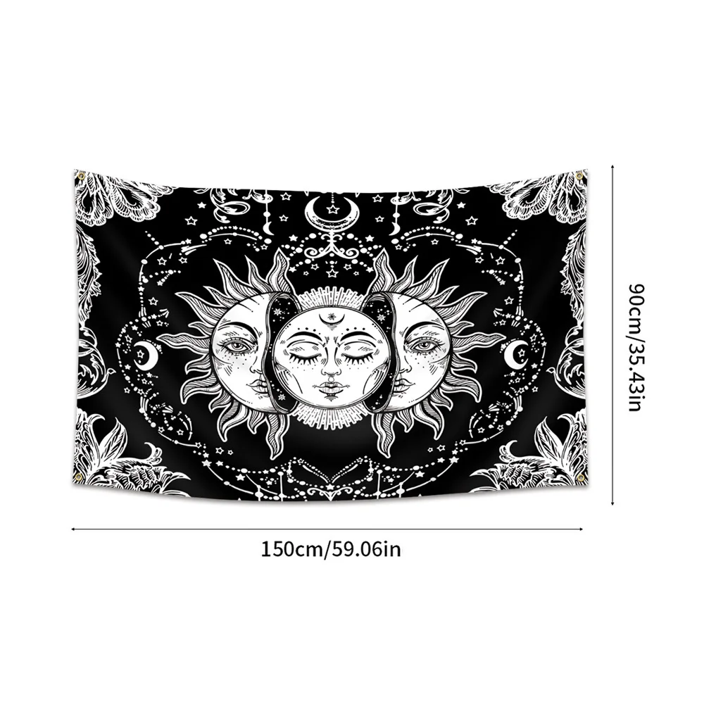 Customize 1 Sun And Flag Banner | Tablecloth, Black And White, 2*3 Ft Or 3X5 Ft, 4 Grommets, Single-Sided Printing, Polyester Ma