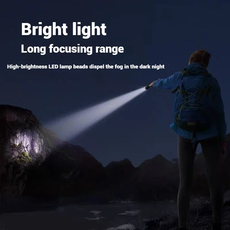 EDC Flashlight Portable rechargeable led lamp USB  self defense Lantern  Emergency lighting For night working and fishing