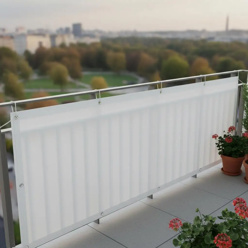 Malla de protección para balcón blanca de 90x400 cm, tela Oxford, ajustable y transpirable