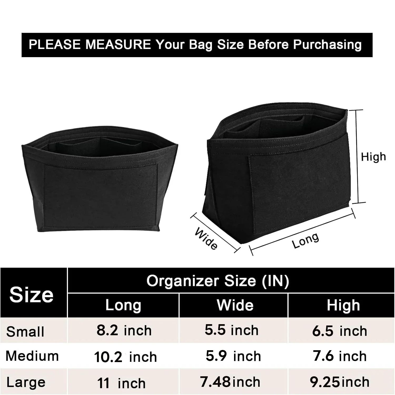 ForLongchamp Le Pliage Felt Organizer Insert, forro multibolso personalizado com compartimentos com zíper Organização de viagens de Natal