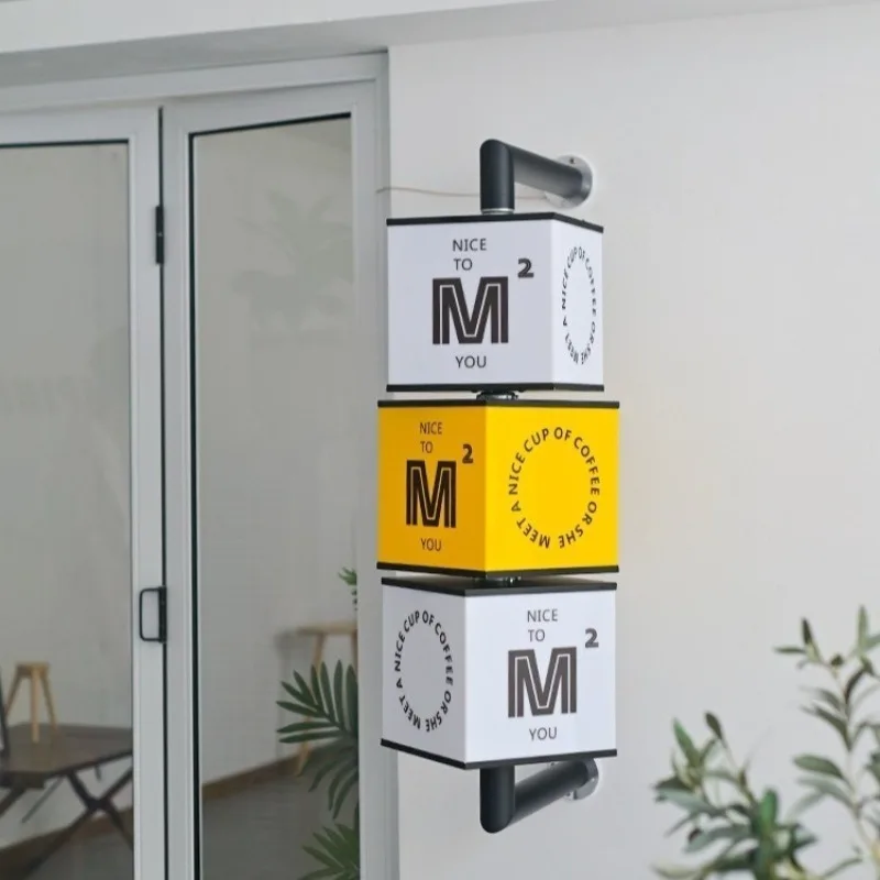 

Creative Internet celebrity rotating light box, dynamic side hanging door signs, rolling billboards