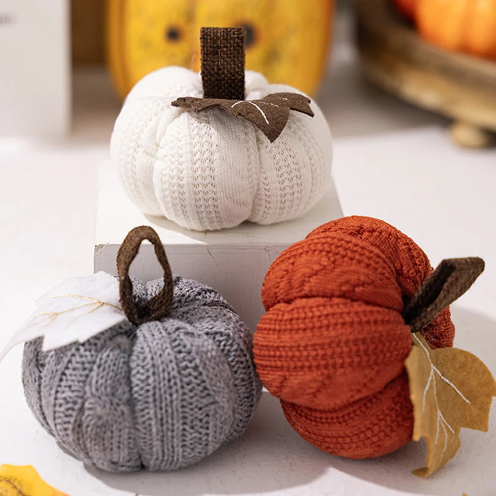 Häkeln Kürbis Dekoration handgemachte gestrickte Kürbis Geschenke Halloween Thanksgiving Ernte Herbst Strick Kürbis Dekor Ornamente