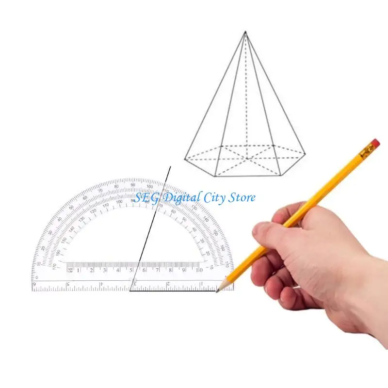 

U75B 5Pcs Plastic Protractor for Geometry Drafting, 180 Degrees Math Protractors, 6Inch Protractors