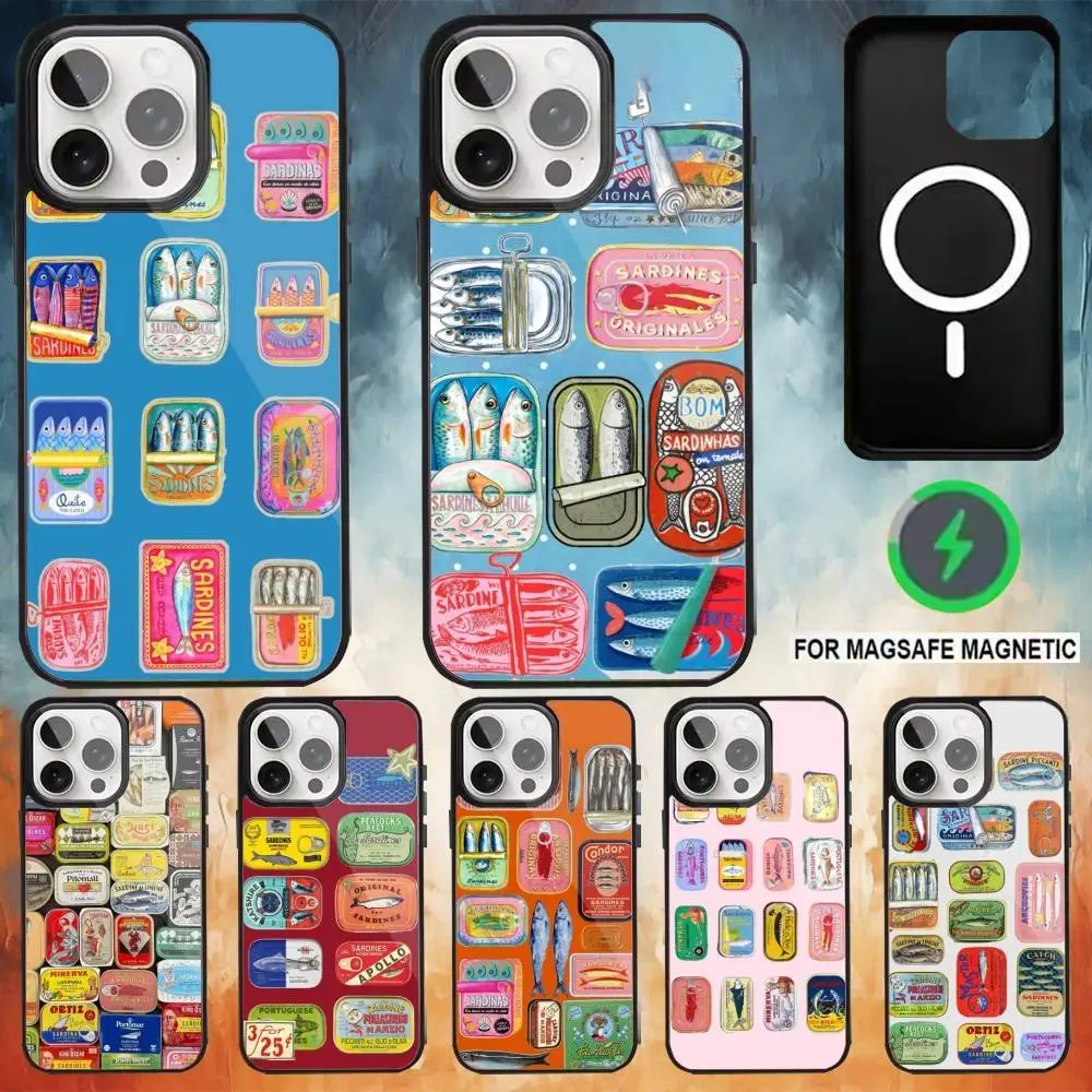 

Sardines Canned Phone Case For iPhone17,16,15,14,13,12,11 Plus,Pro Max Magnetic Magsafe Wireless Charging
