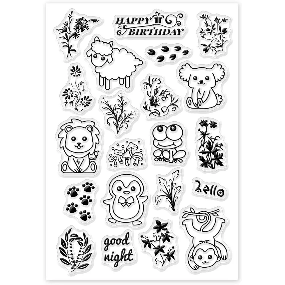 Animals and Plant Clear Stamps Silicone Stamp Transparent Stamp for Card Making Decoration and DIY Scrapbooking