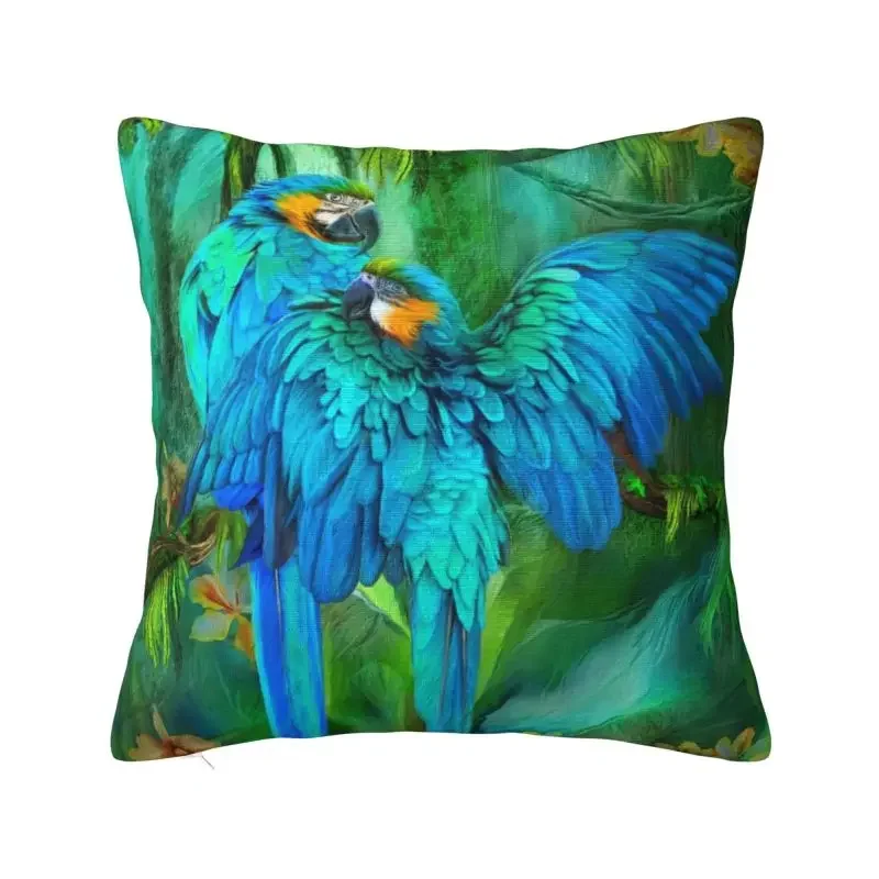 Tropic Spirits Macaw Couple Parrot Birds Pillow Case Decorative Tropical Plant Modern Cushion Cover Velvet Pillowcase